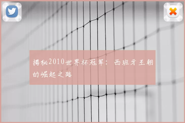 揭秘2010世界杯冠军:西班牙王朝的崛起之路